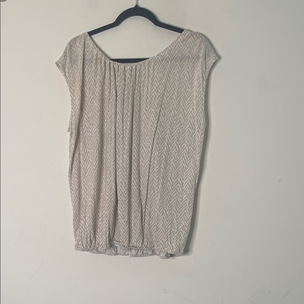 Loft Beige Chevron Pattern Blouse - image 4